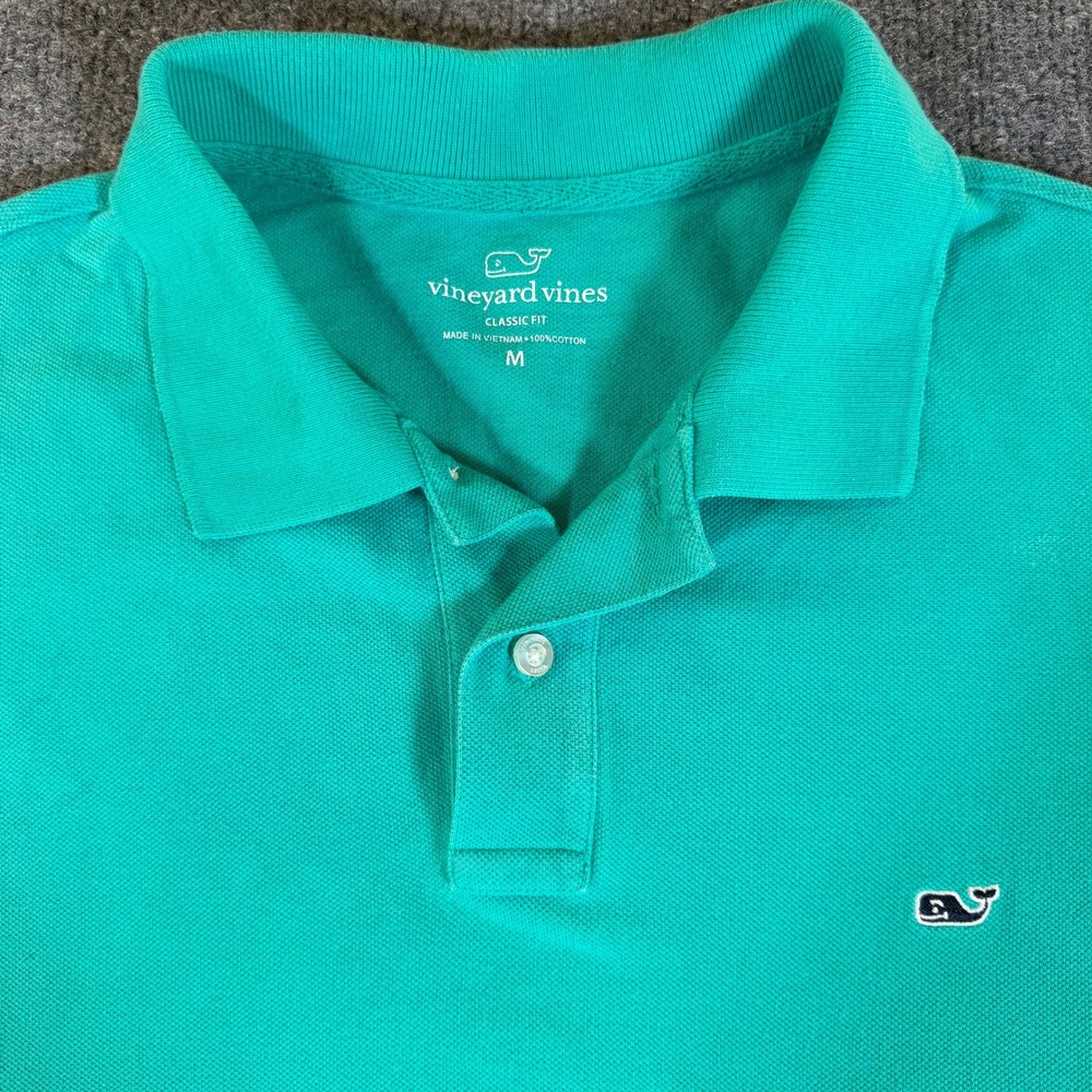 Vineyard Vines Mens Classic Fit Pique Polo Shirt Green Short Sleeve M #3613
